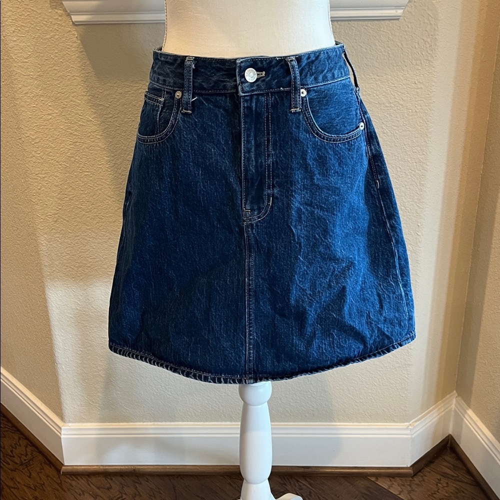 Madewell Dark Blue Denim A-Line Skirt